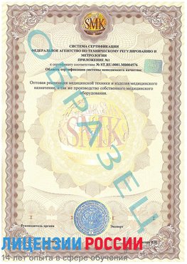 Образец сертификата соответствия (приложение) Цимлянск Сертификат ISO 13485